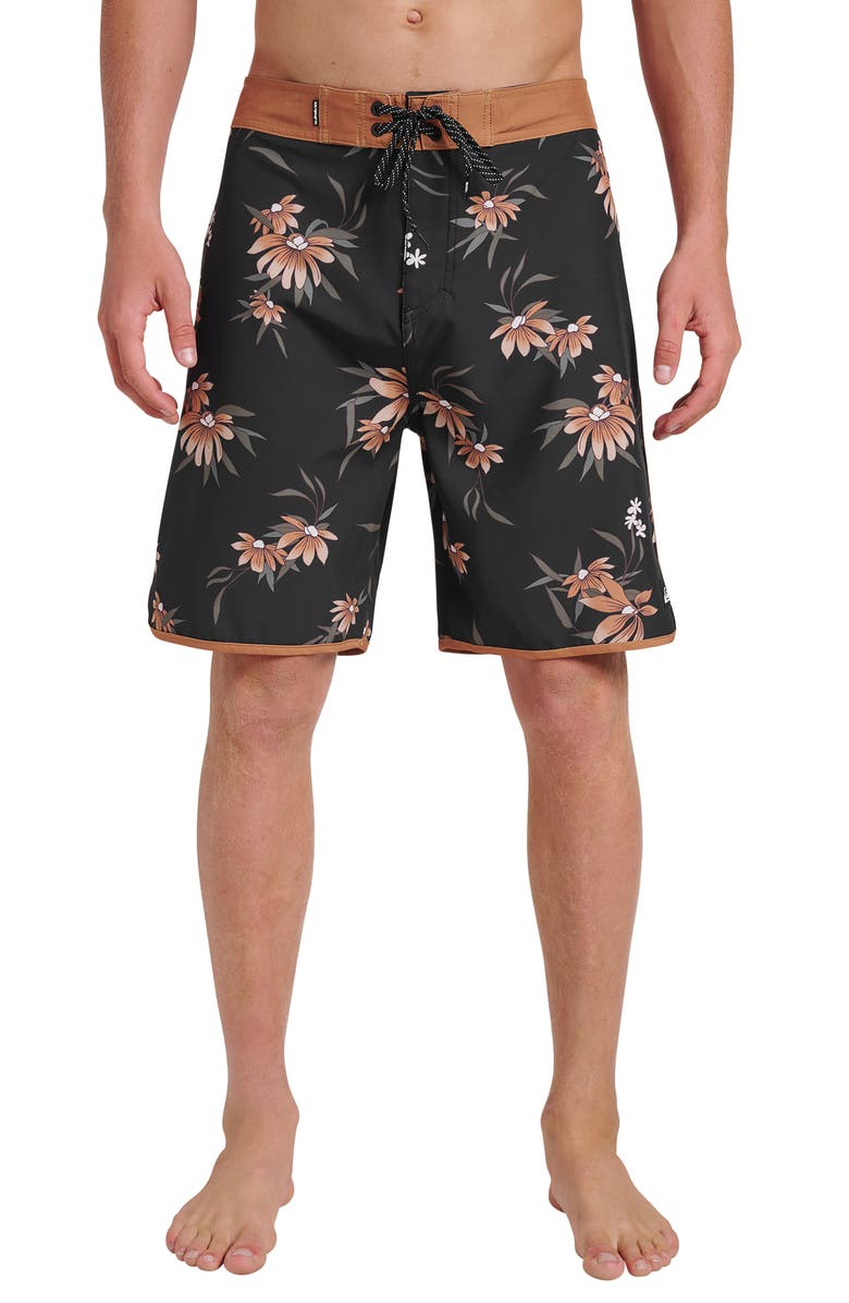 Quiksilver Surfsilk Coastal Flora Swim Shorts, Main, color, Black