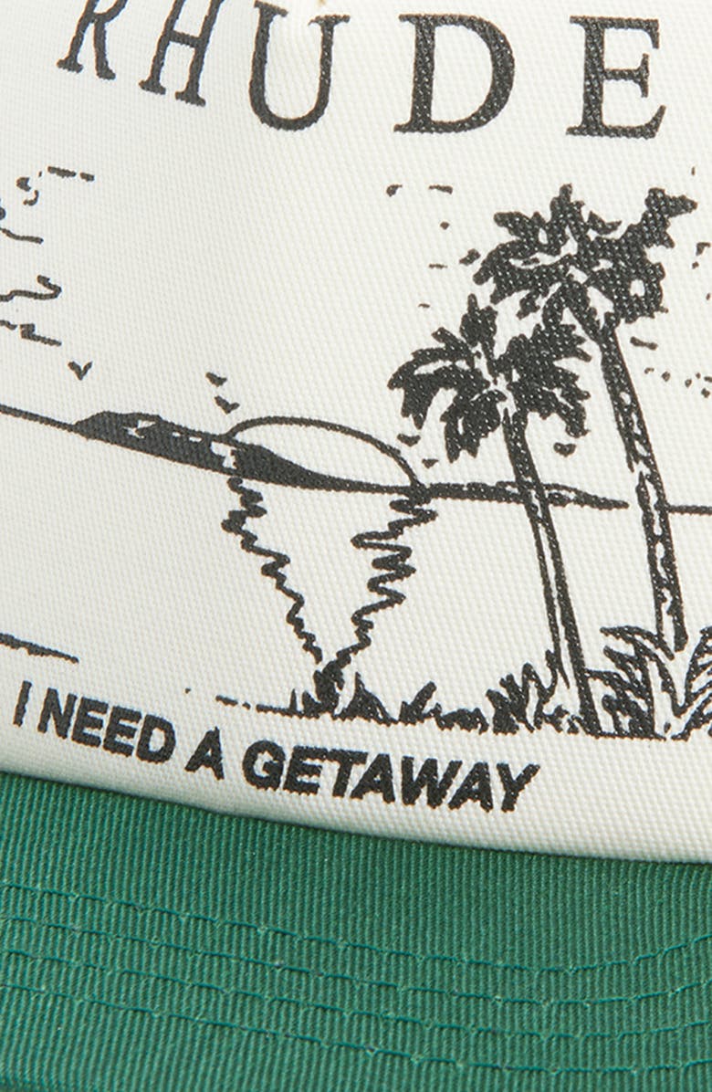 Rhude I Need a Getaway Snapback Trucker Hat, Alternate, color, Green/ White