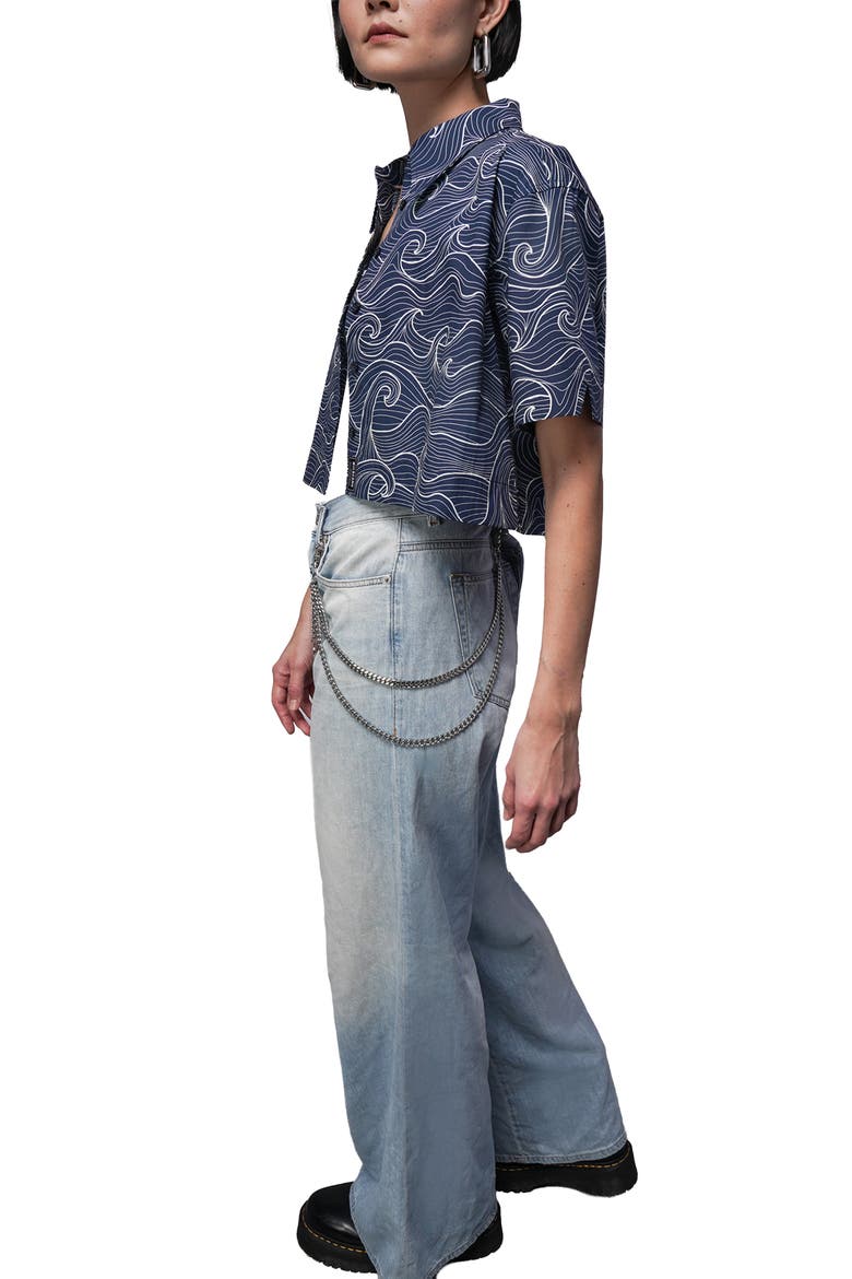 The Essential Cropped Button Up, Alternate, color, WAVES NAVY/WHITE