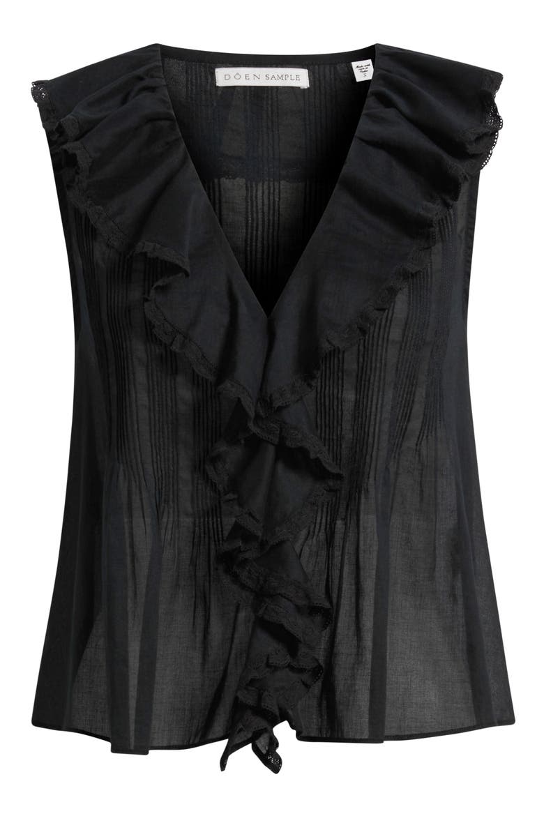 Hilda Pintucked Sleeveless Organic Cotton Top (Nordstrom Exclusive), Alternate, color, BLACK