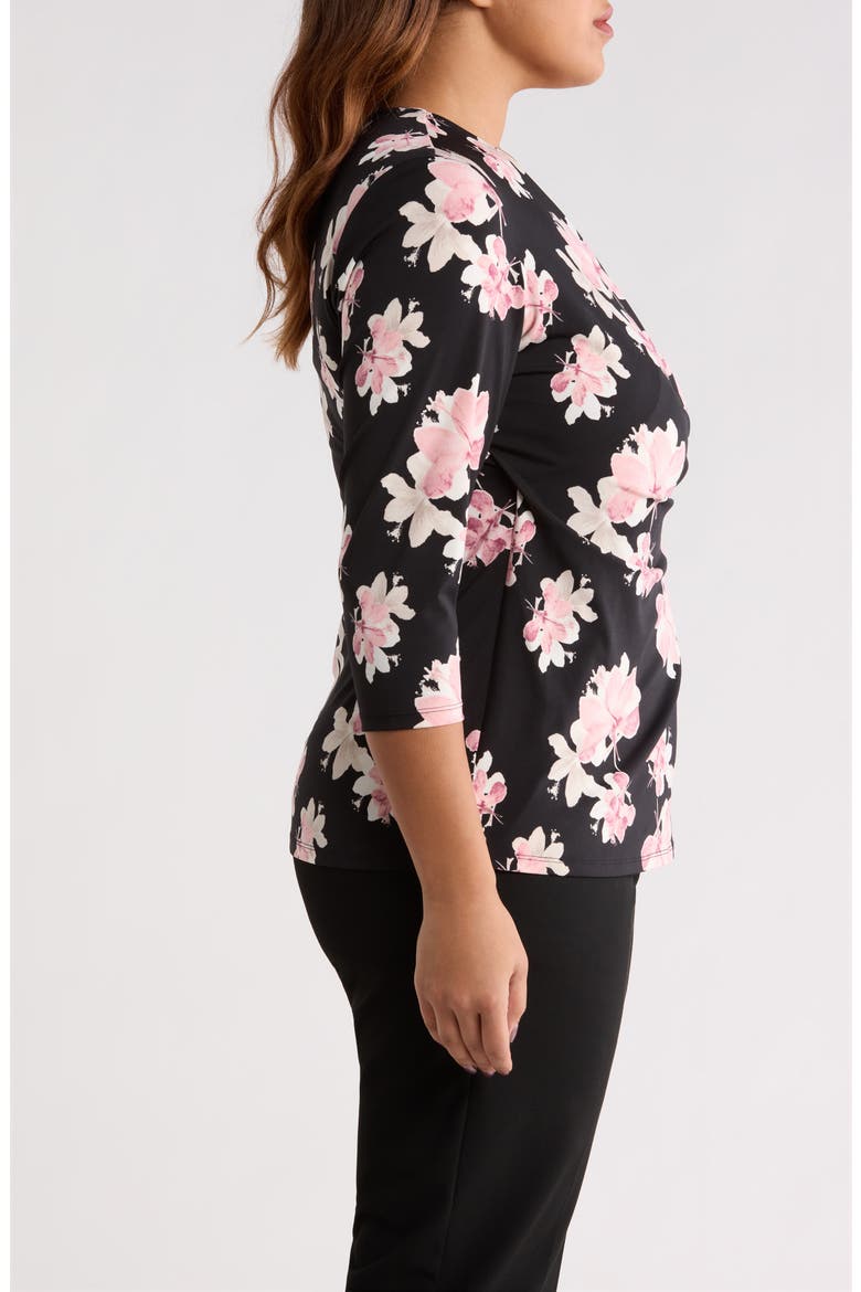 Floral Print Wrap Top, Alternate, color, ANNE BLACK MULTI