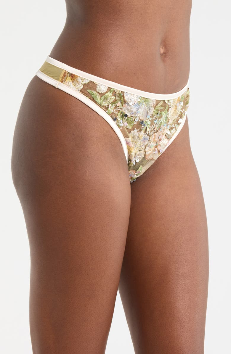KILO BRAVA Embroidered Thong, Alternate, color, Champagne Sparkle