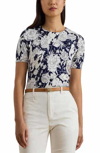 Lauren Ralph Lauren Floral Print Short Sleeve Sweater