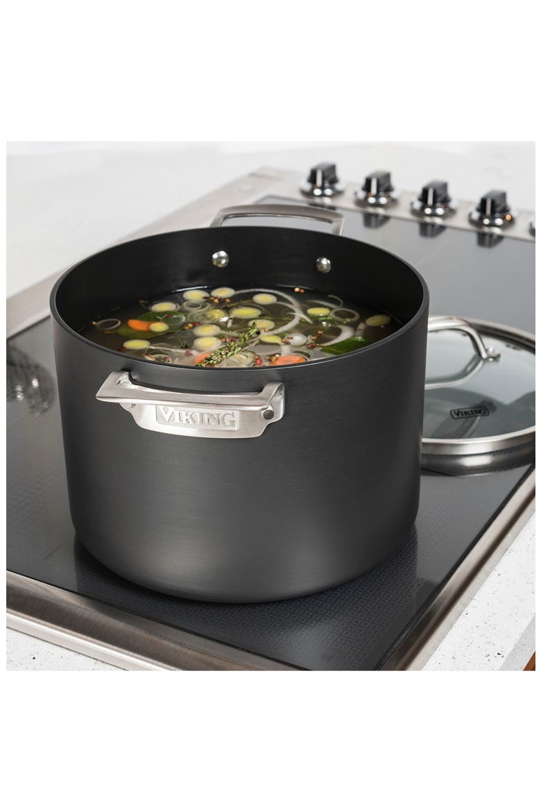 8-Quart Hard Anodized Aluminum Nonstick Stockpot with Lid, Alternate, color, DARK GRAY