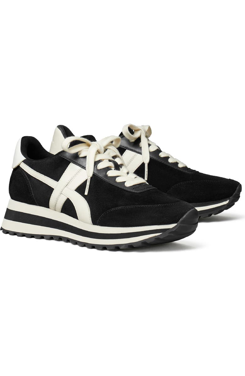 Tory Burch Hank Wedge Runner Sneaker, Main, color, Black/Ivory/White