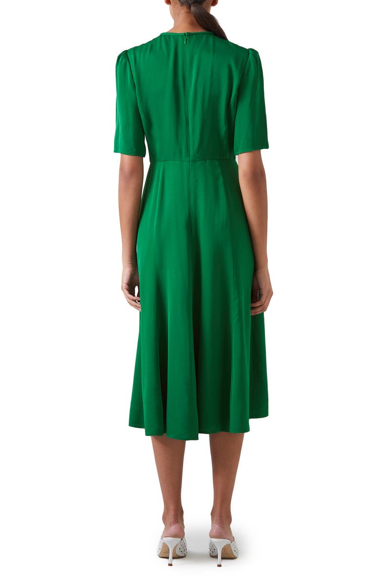 LK Bennett Montana A-Line Silk Dress, Alternate, color, Green