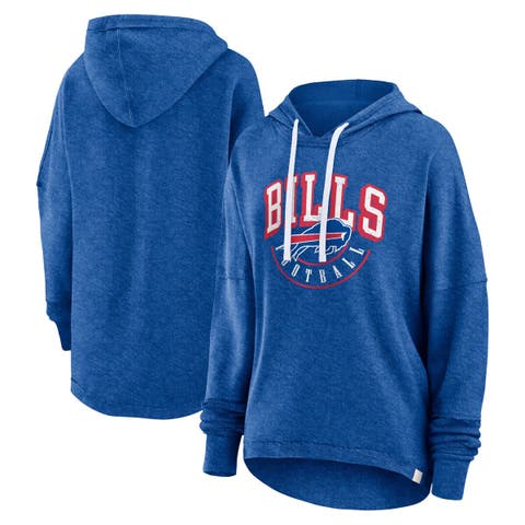 Women's Fanatics Branded Royal Buffalo Bills Lightewight Modest Crop Lounge Helmet Arch Pullover Hoodie