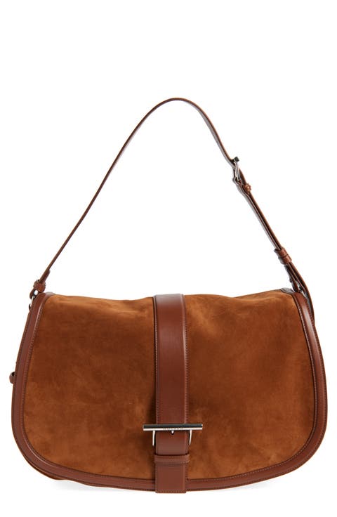 Maxi T-Bar Suede Shoulder Bag