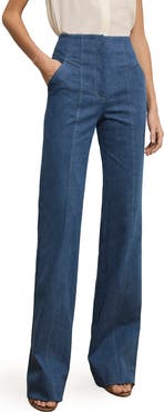 Veronica Beard Frenkle Topstitch Detail Cotton Blend Pants
