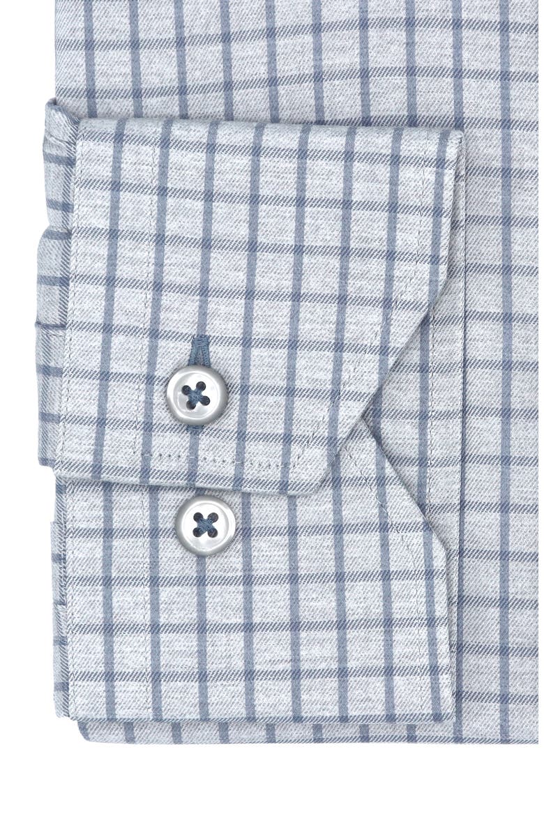 Trim Fit Heathered Windowpane Button-Up Dress Shirt, Alternate, color, PEWTER