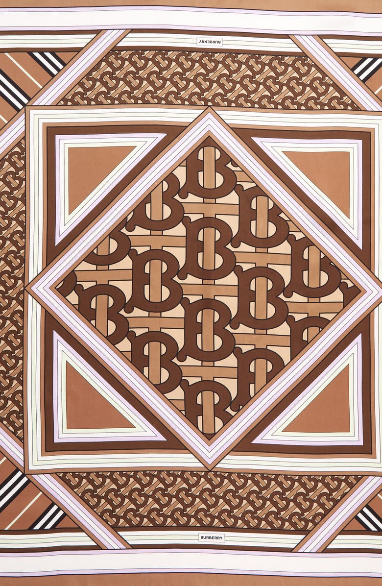 Burberry TB Monogram Silk Square Scarf, Alternate, color,