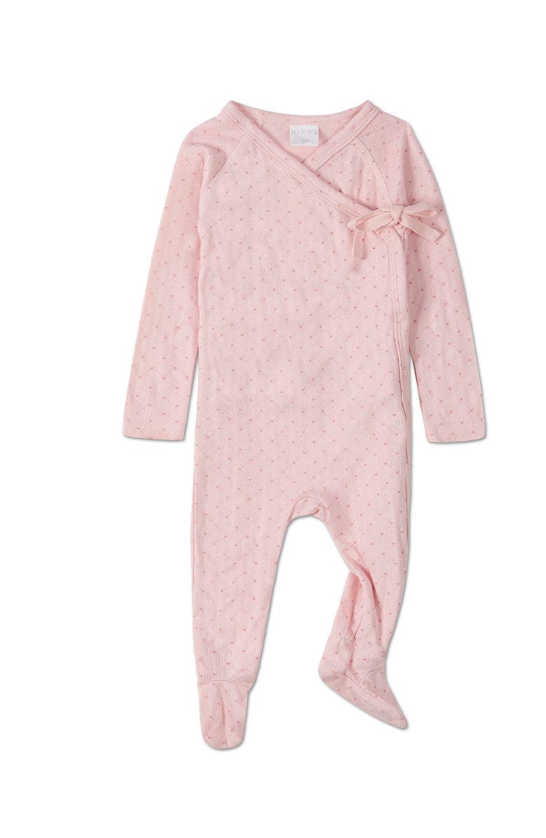 MiniMoi Little Hearts Pointelle Blend Footie, Main, color, Pink