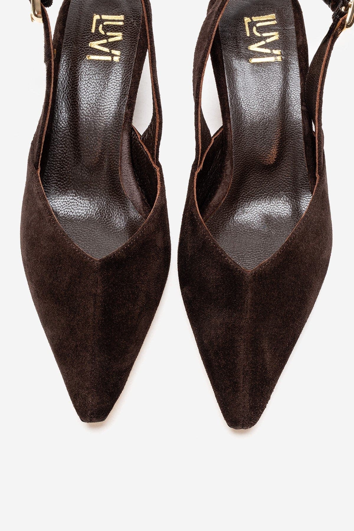 Dioris Leather Slingback Kitten Heel Pump, Alternate, color, Brown Suede