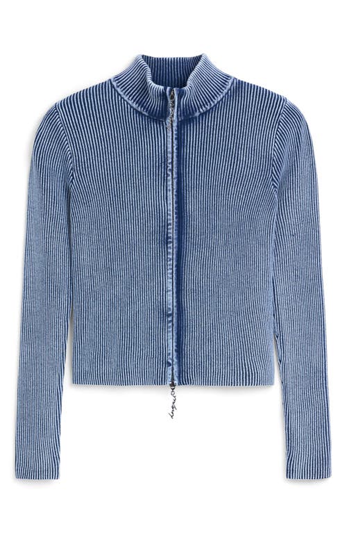 Desigual Thick Gauge Front Zip Jacket In Blue
