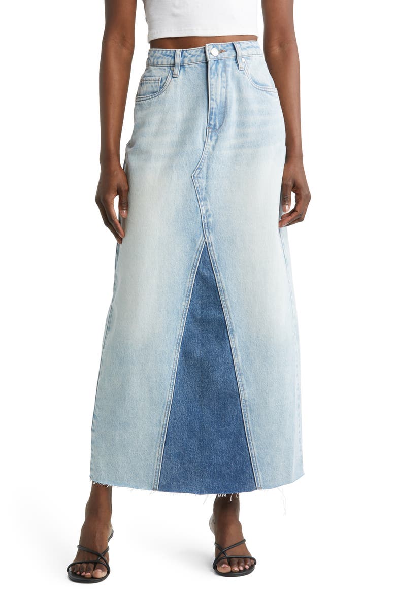 Patchwork Denim Skirt, Main, color, EITHER WAY