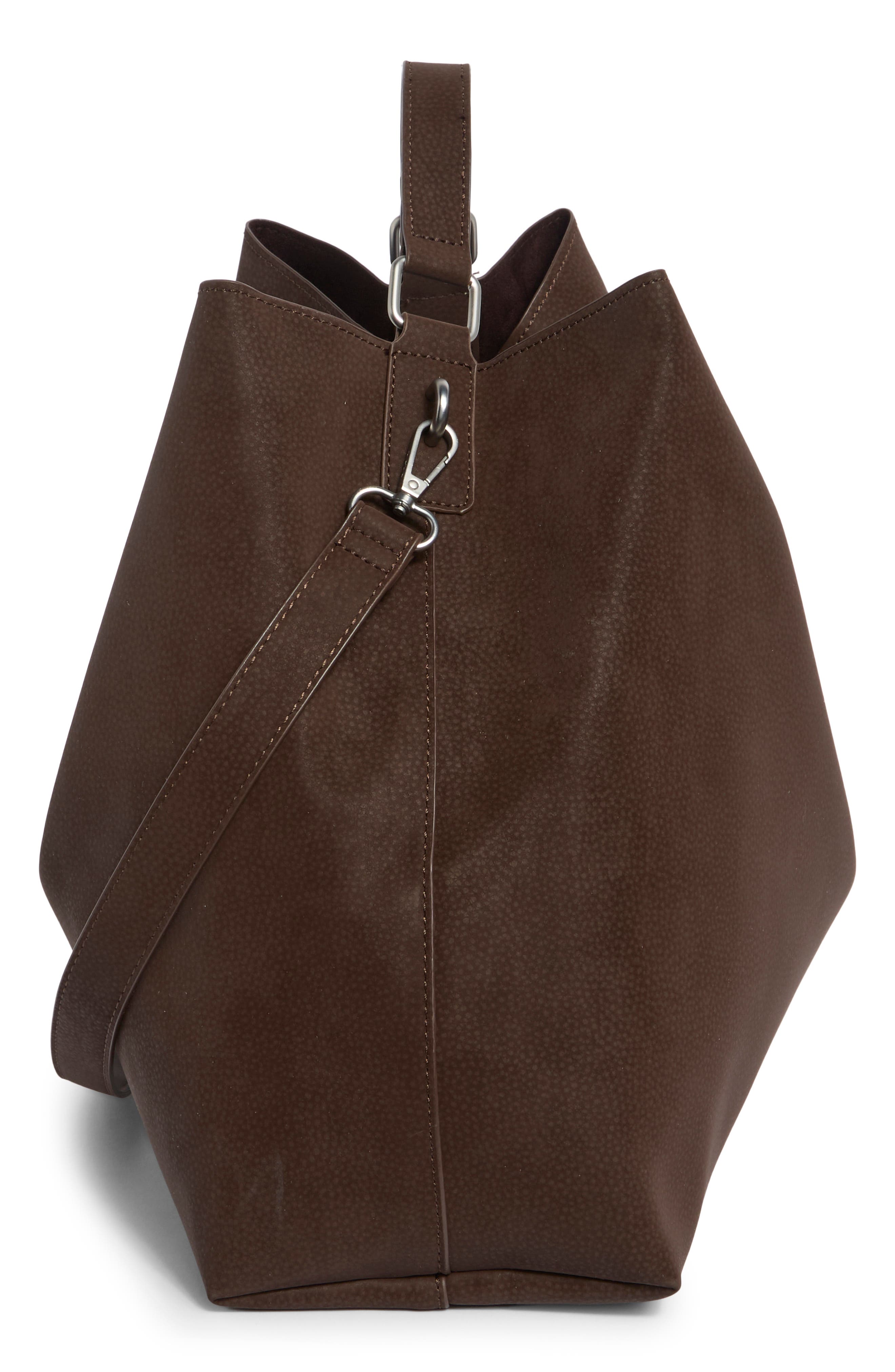 Faux Leather Top Handle Tote, Alternate, color, DARK CHOCOLATE