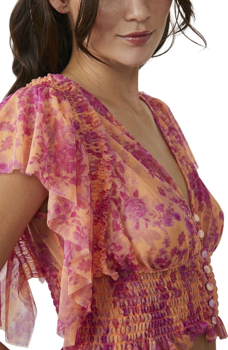 Free People Sugar Ruffle Sleeve Crop Top, Alternate, color,