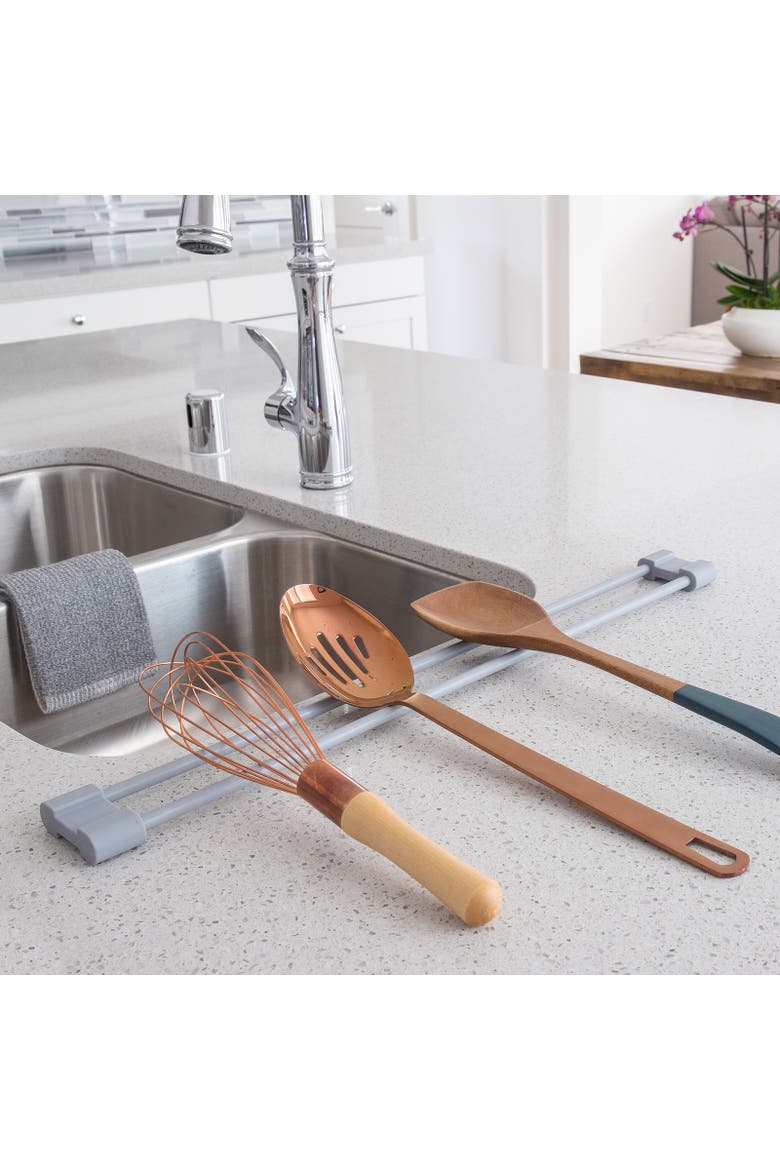 Over the Sink Roll Up Drying Bar, Alternate, color, Gray