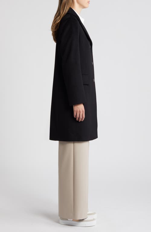 Fleurette Notch Collar Wool Coat In Black