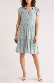 Lucky Brand Flutter Sleeve Shirtdress