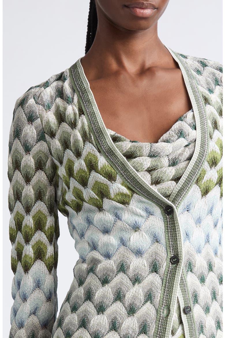 Metallic Lace Stitch Cardigan, Alternate, color, GREEN MULTI