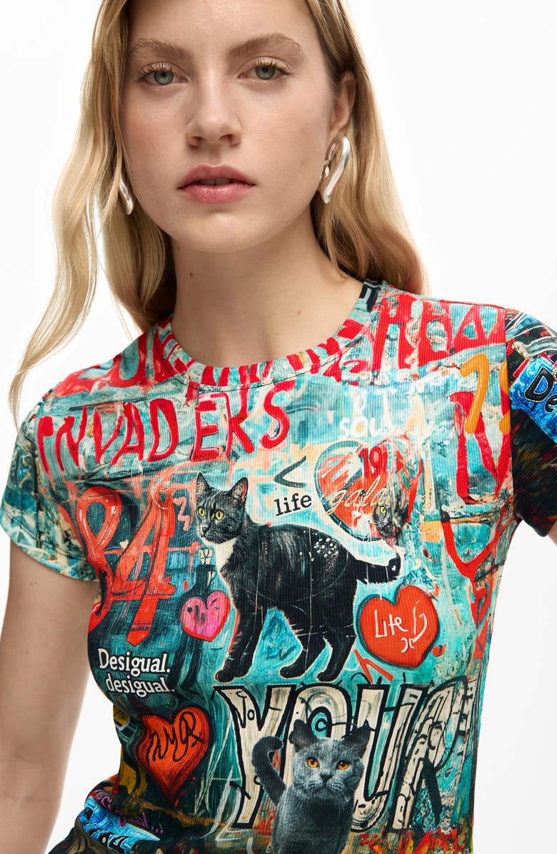 Desigual Graphic T-Shirt, Alternate, color, Blue