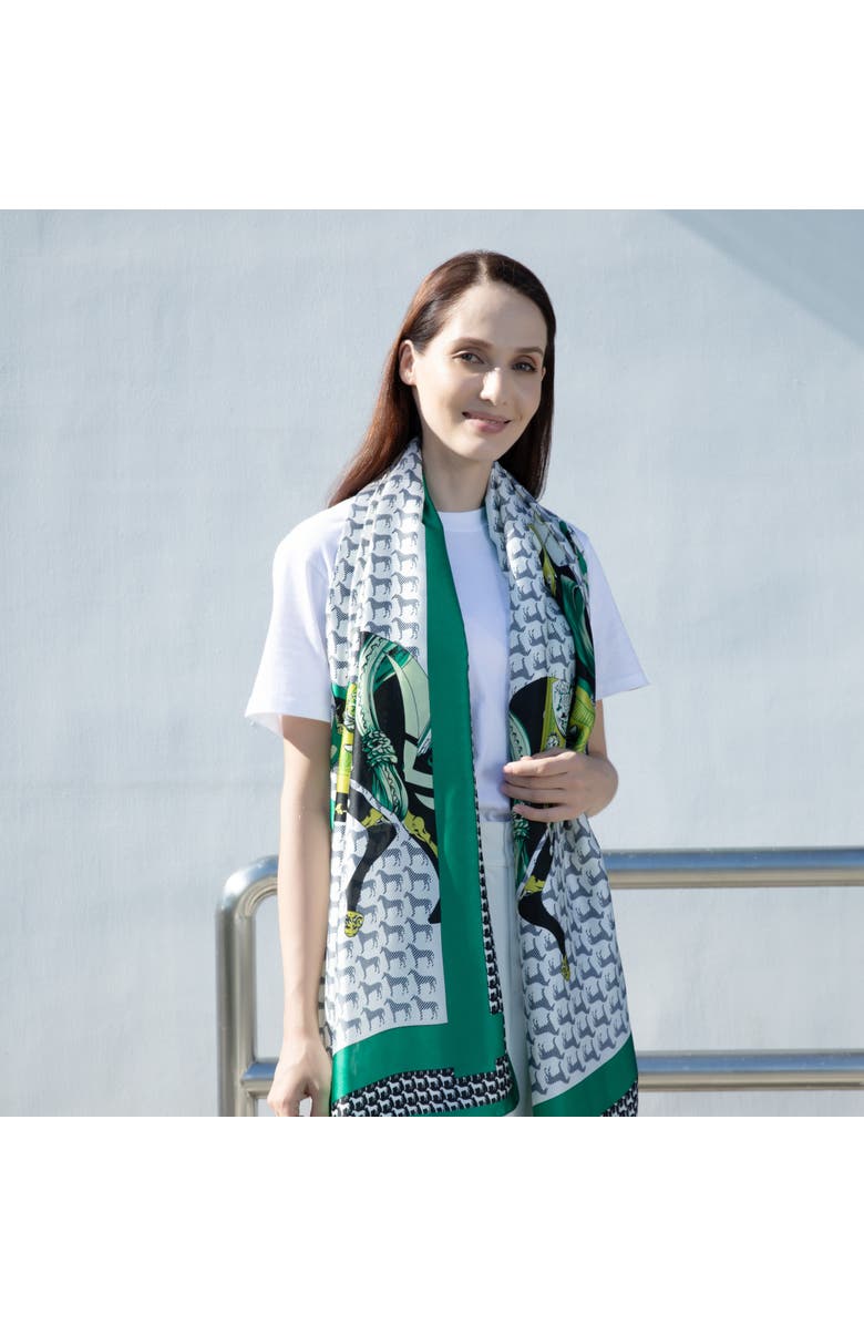 Youzey The Majestic - Lightweight Scarf, Alternate, color, Green/White/Black