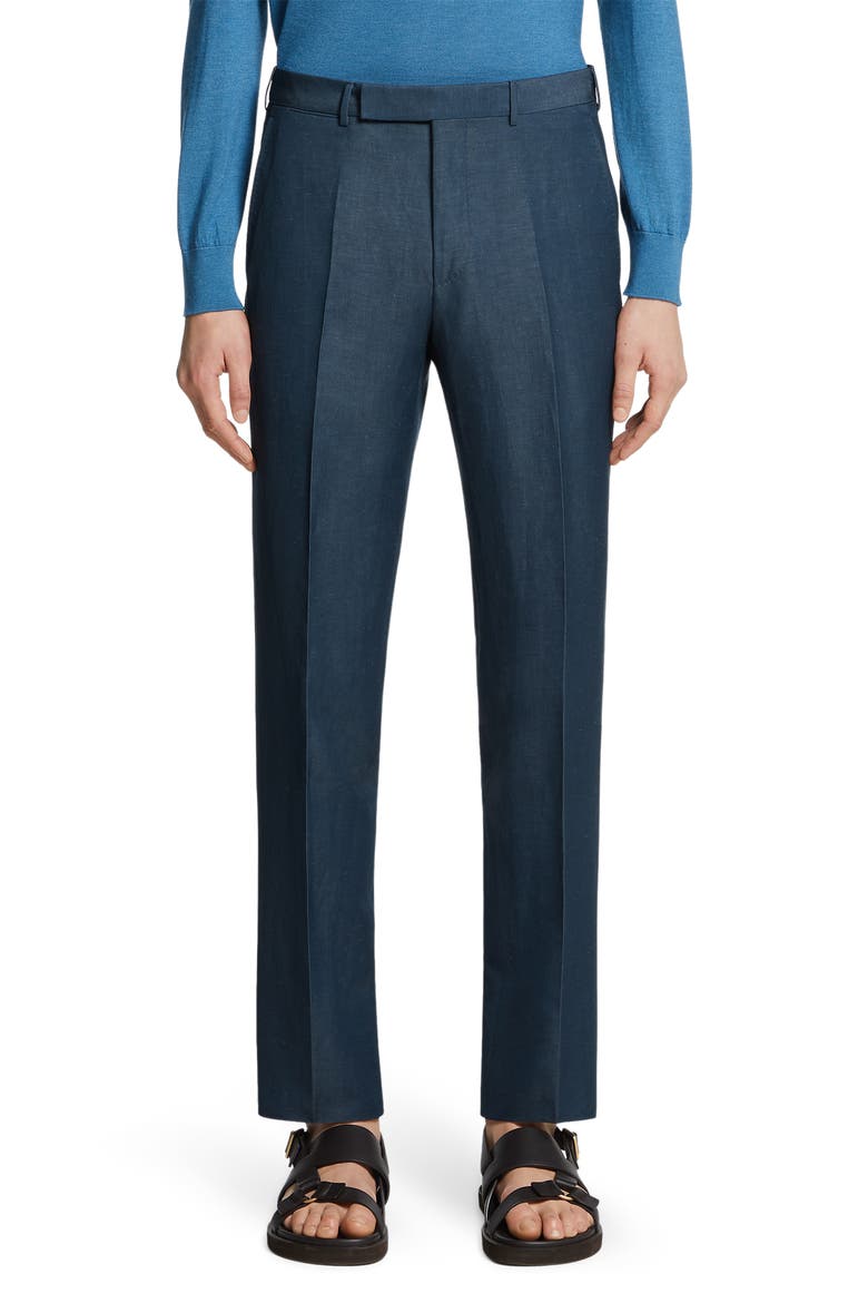 Trofeo Wool & Linen Pants, Main, color, DARK TEAL BLUE
