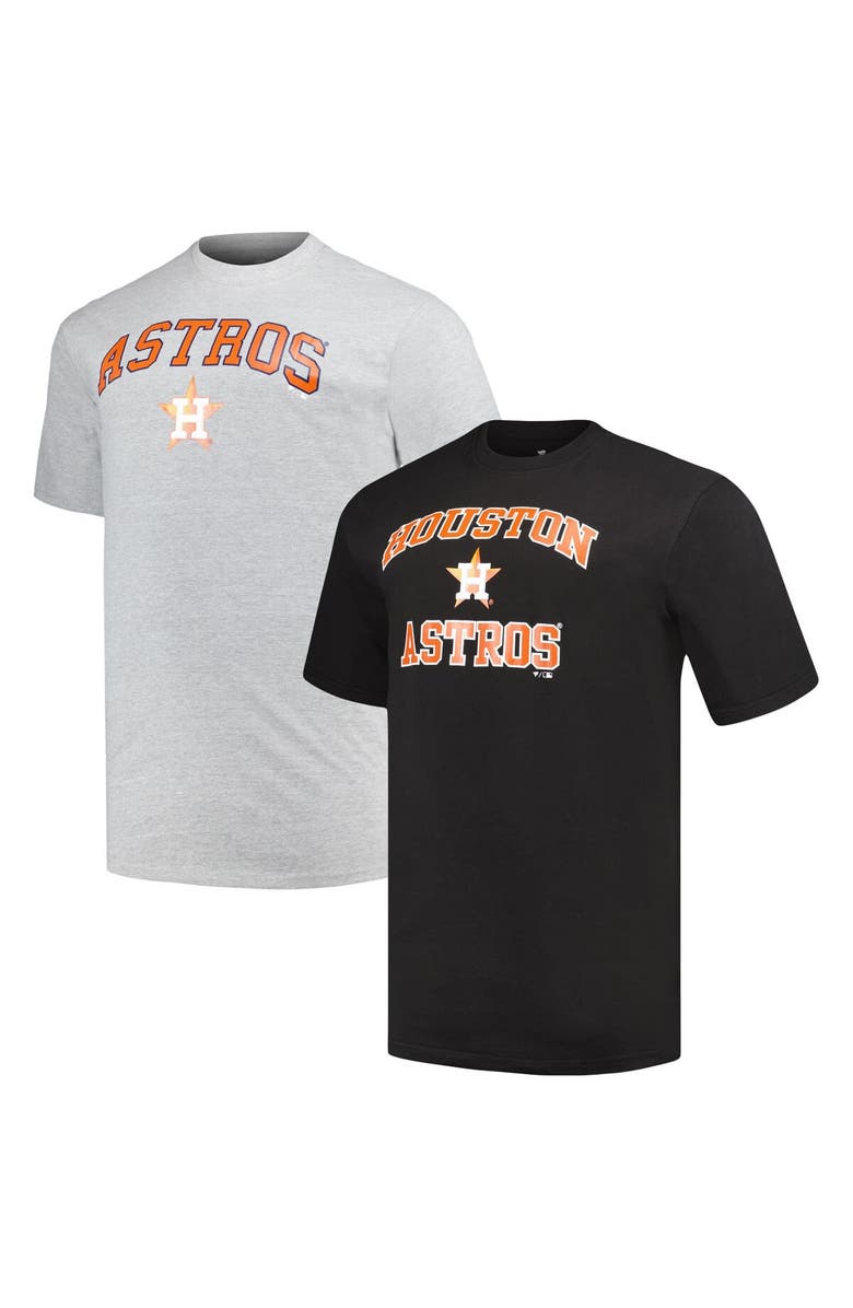PROFILE Men's Profile Black/Heather Gray Houston Astros Big & Tall T-Shirt Combo Pack, Main, color, 