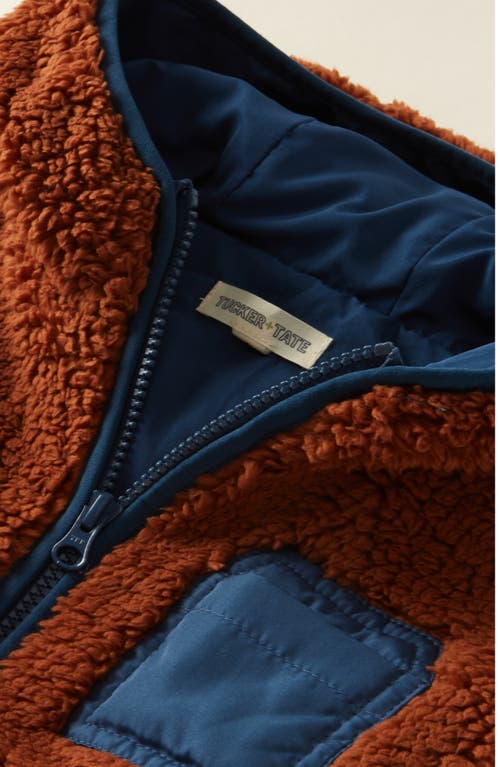 Tucker + Tate Kids' High Pile Fleece Hooded Jacket In Brown