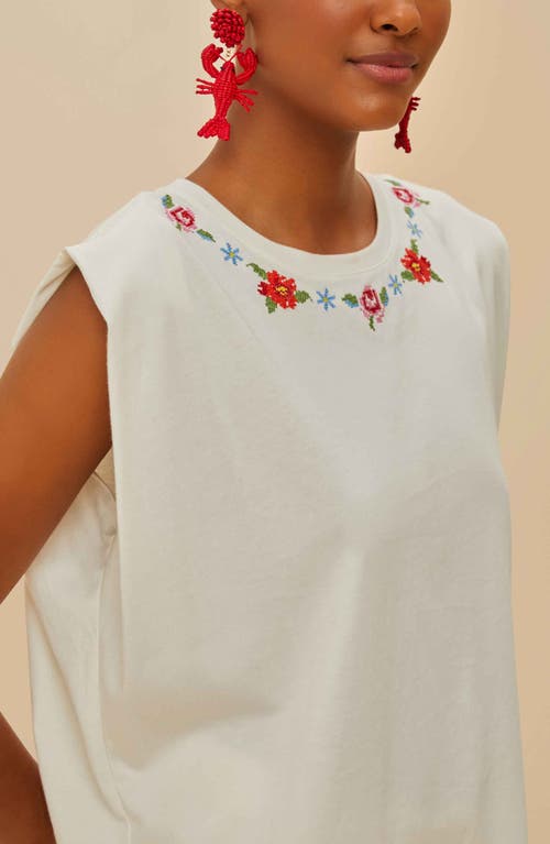 Farm Rio Cross Stitch Flowers Tee