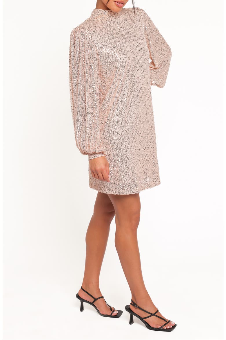 Springfield Long Sleeve Sequin Minidress, Alternate, color, GOLD