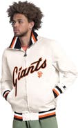 STARTER Men's Starter White San Francisco Giants The Captain Cooperstown Logo Full-Zip Varsity Jacket