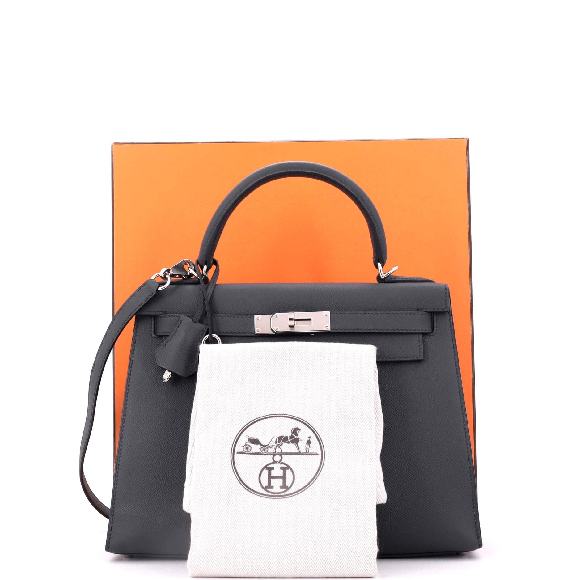 Pre-Owned Hermes Kelly Handbag Grey Epsom with Palladium Hardware 28, Alternate, color, 