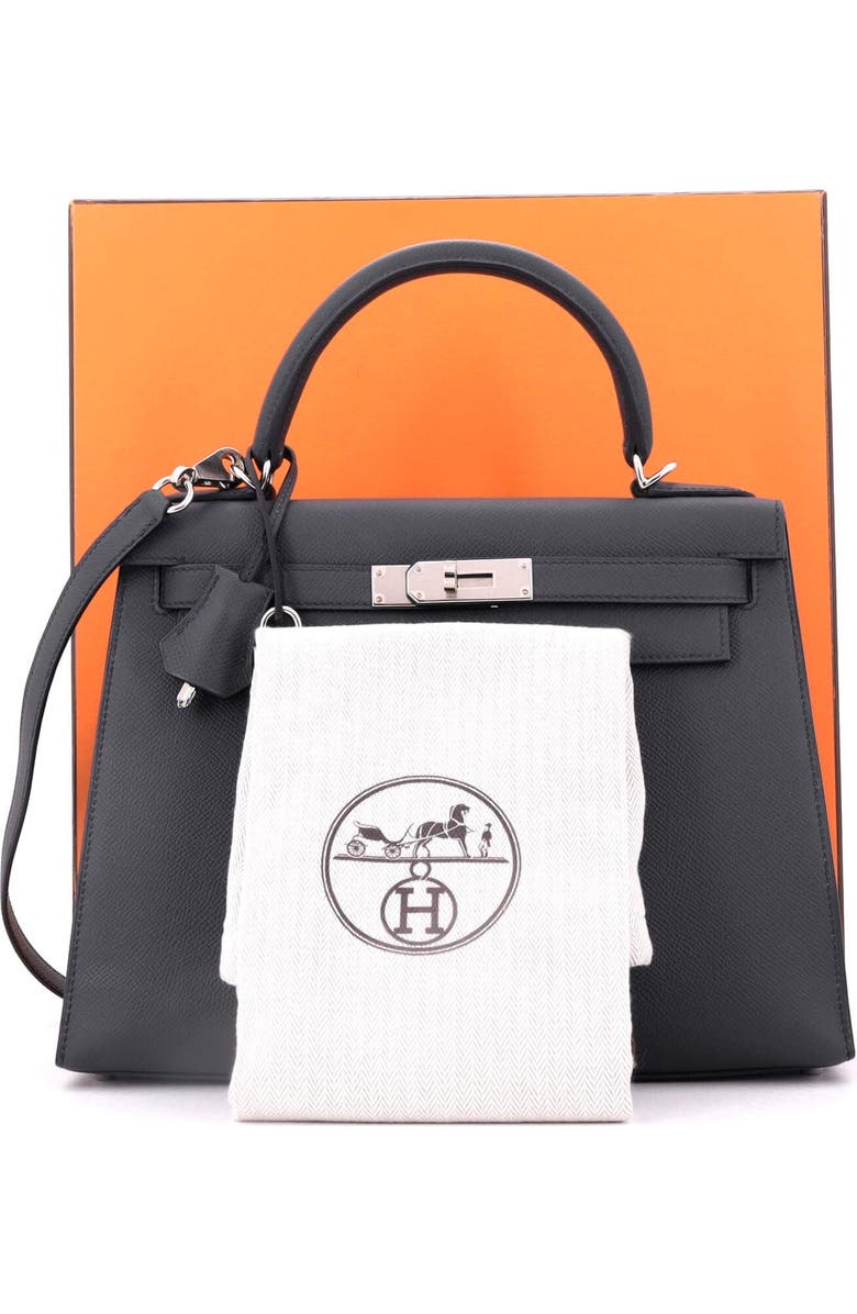 Pre-Owned Hermes Kelly Handbag Grey Epsom with Palladium Hardware 28, Alternate, color,