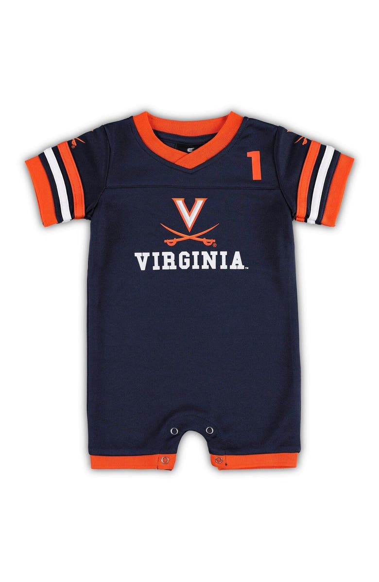 COLOSSEUM Newborn & Infant Colosseum Navy Virginia Cavaliers Bumpo Football Romper, Main, color, 
