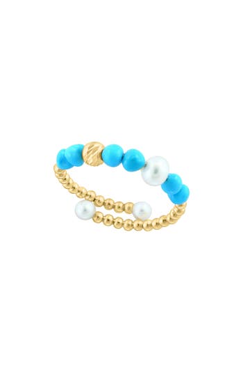 Effy Turquoise & Freshwater Pearl Ring In Blue
