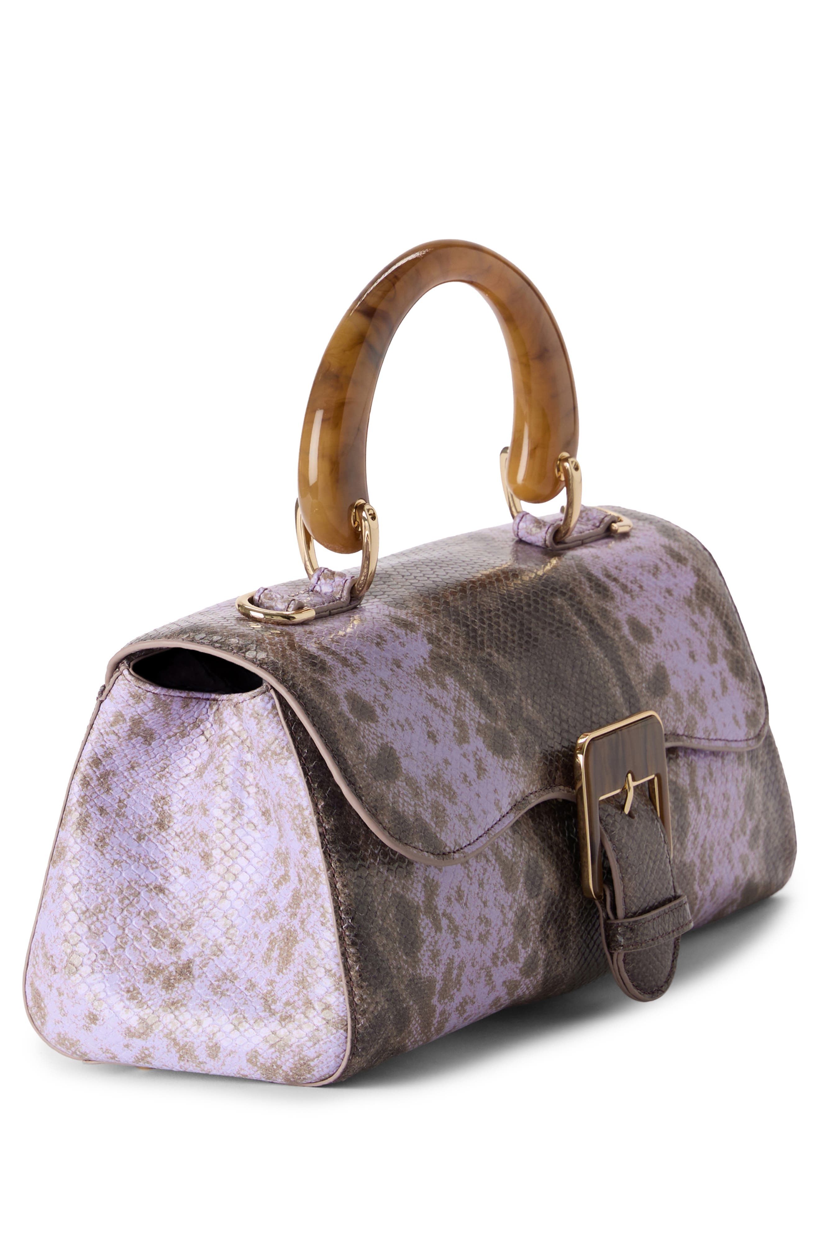 Brahmin Dayan Snakeskin Embossed Leather Satchel, Alternate, color, Sheer Lavender