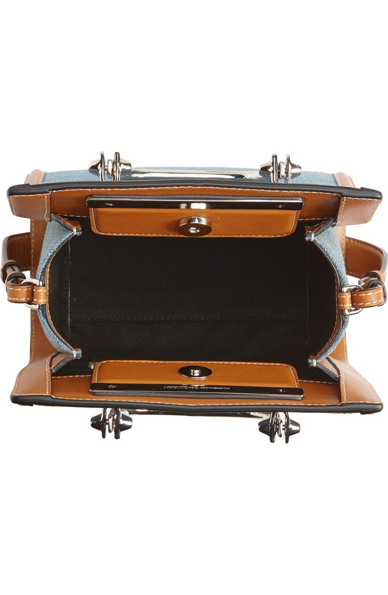 McQueen Alexander McQueen The Short Story Denim & Leather Shoulder Bag, Alternate, color,