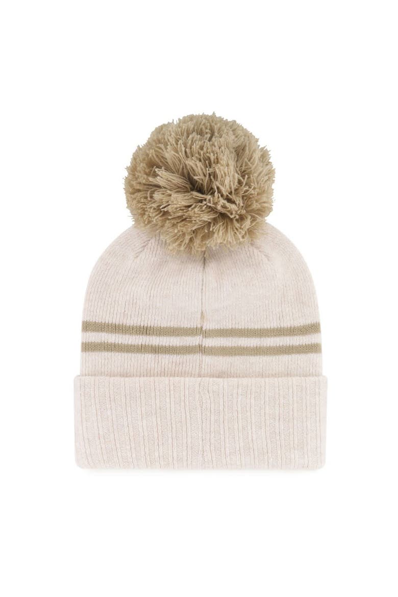 Women's '47  Natural Oklahoma State Cowboys Core & Inline Latte Cuffed Knit Hat with Pom, Alternate, color, Natural