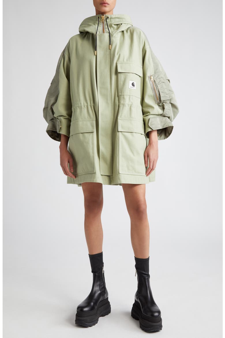 Carhartt WIP Mixed Media Coat, Main, color, LIGHT GREEN KHAKI