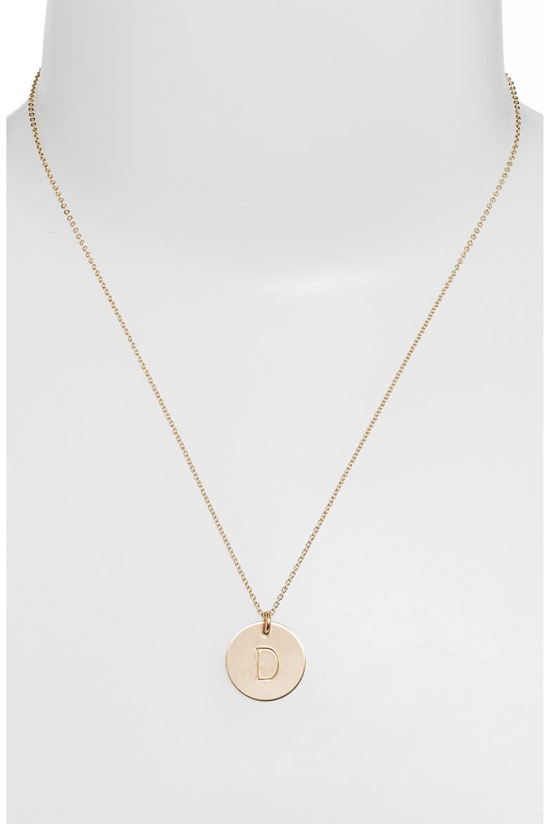 14k-Gold Fill Initial Disc Necklace, Alternate, color, 14K GOLD FILL D