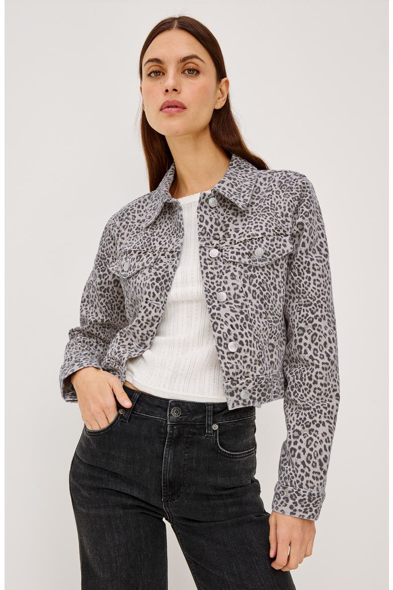 Brea Cheetah Print Denim Jacket, Alternate, color, ECRU CHEETAH