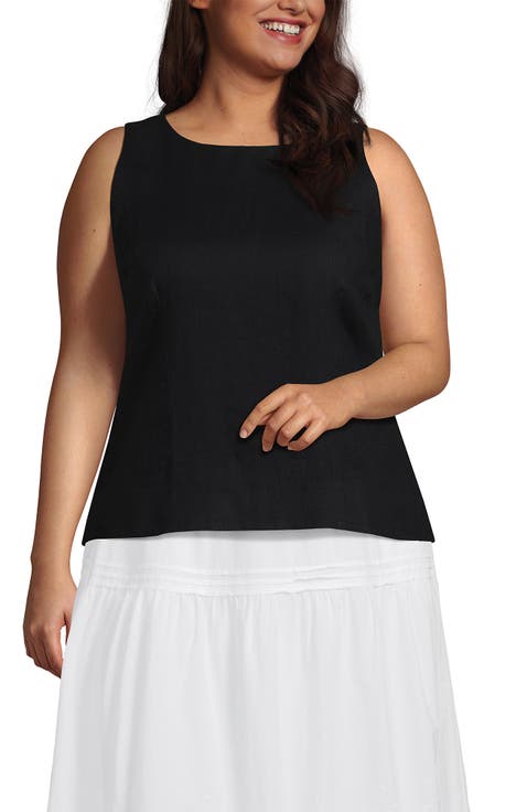 Plus Size Linen Sleeveless Peplum Top