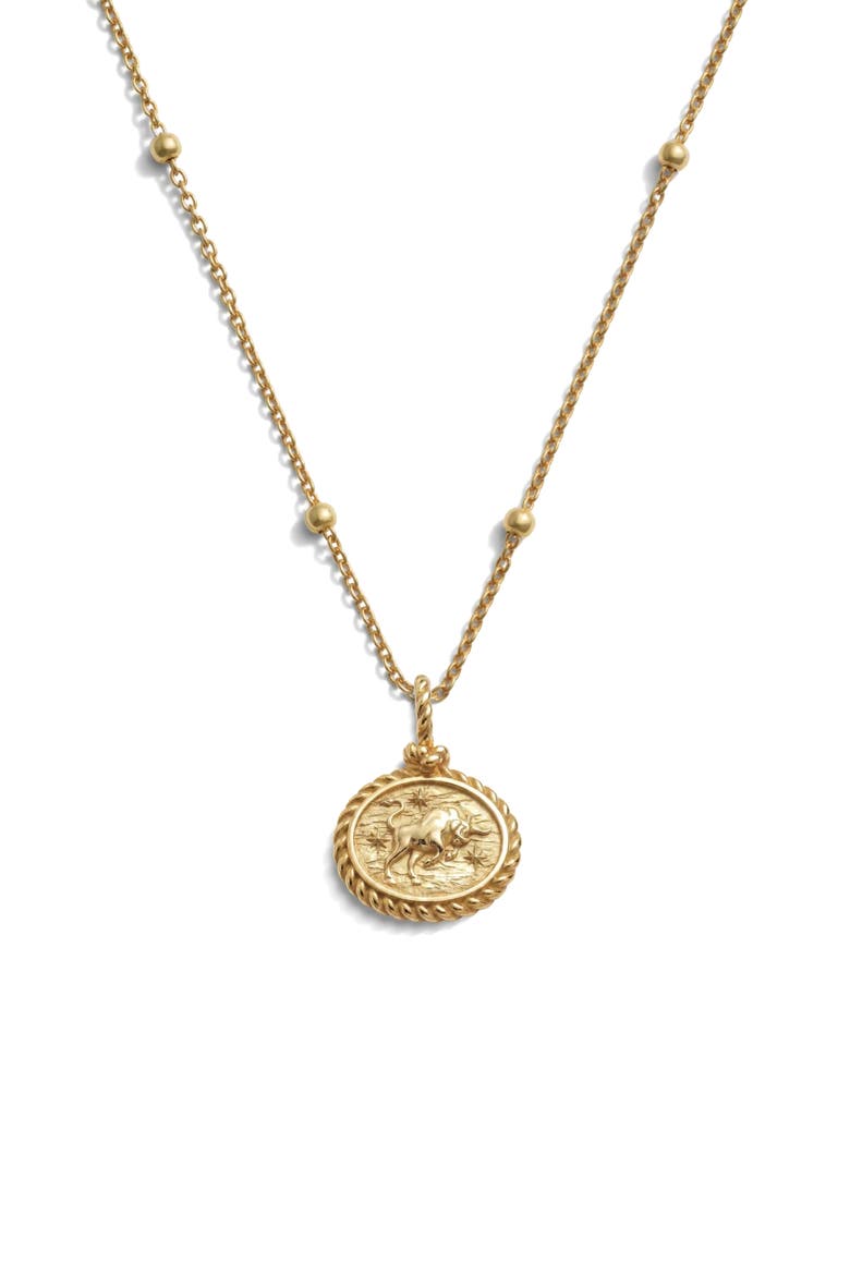 Zodiac Pendant Necklace, Main, color, TAURUS/ 14K GOLD VERMEIL