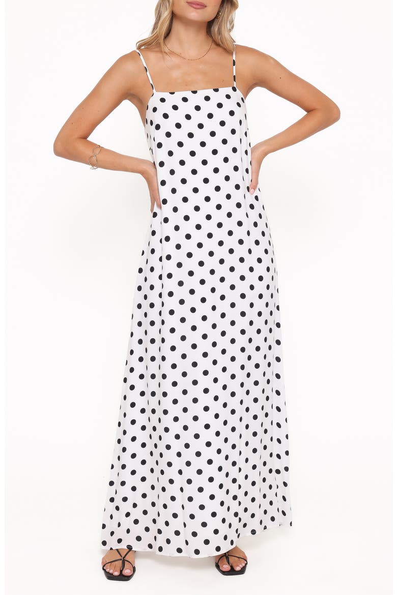 Virgo Polka Dot Maxi Dress, Main, color, WHITE POLKA DOT