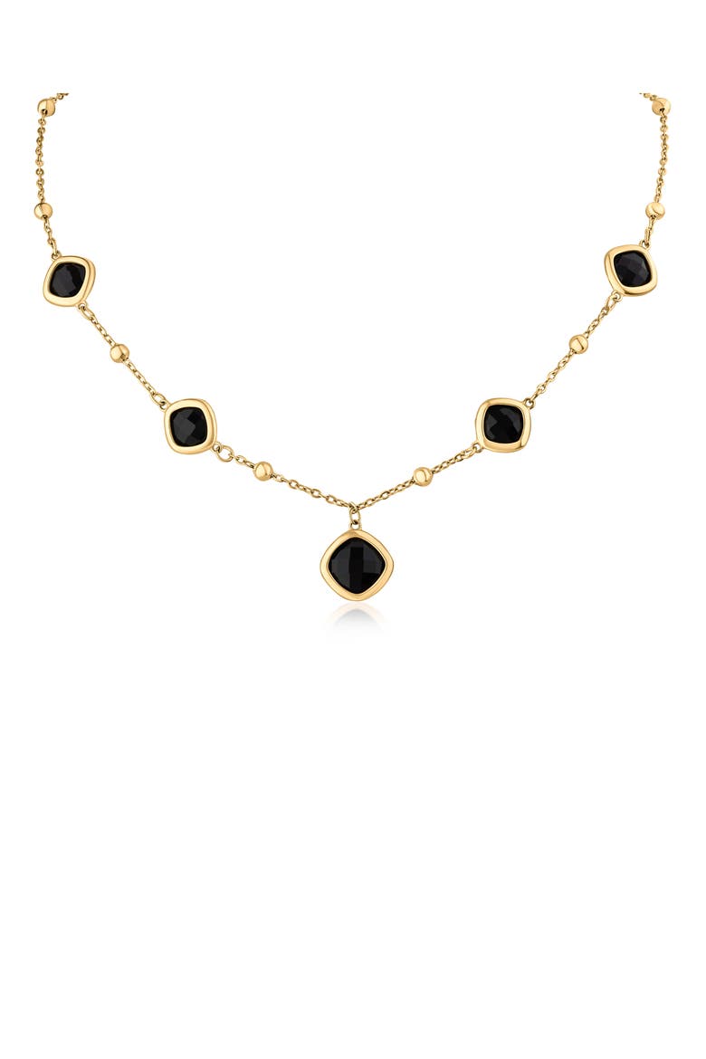Crystal Drop Necklace, Main, color, BLACK/ GOLD