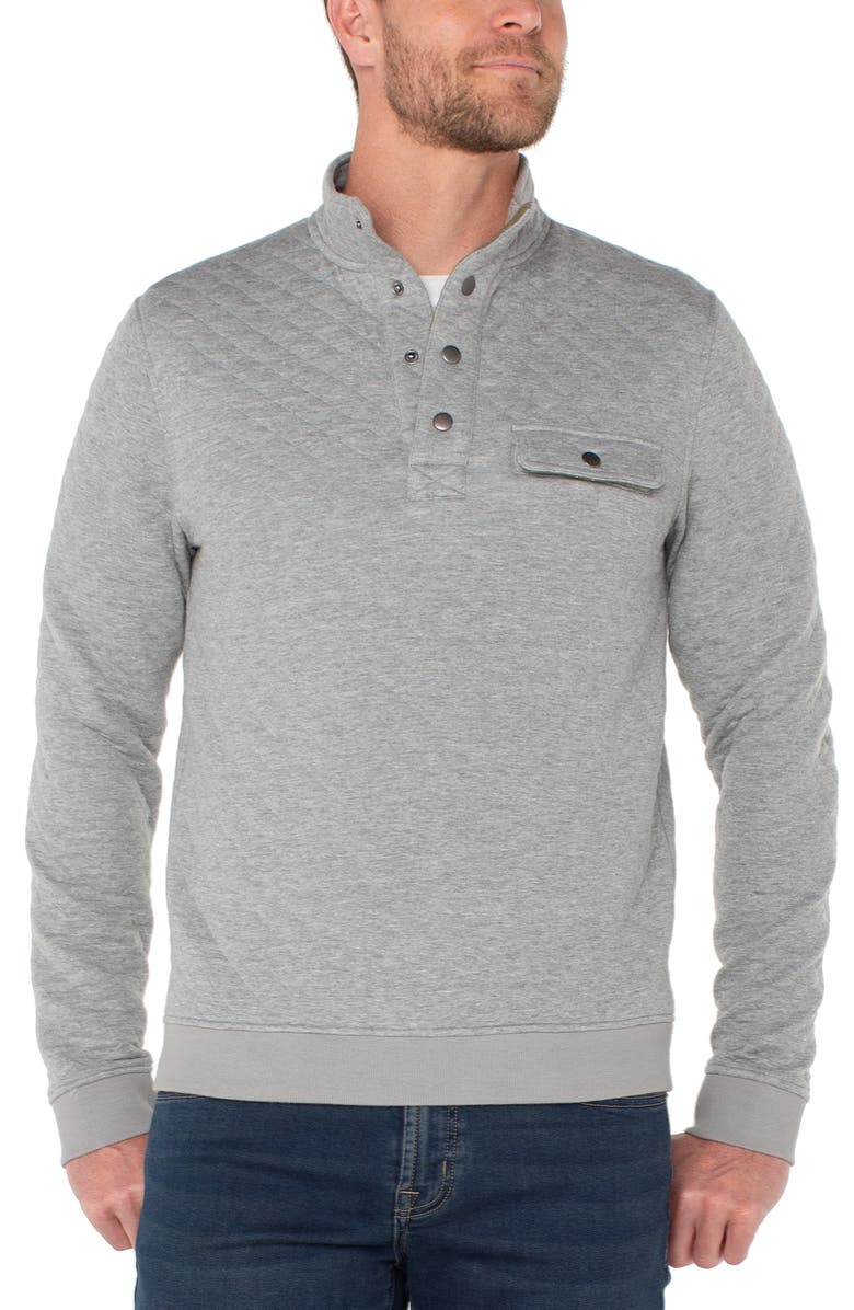 Liverpool Quarter Snap Pullover, Main, color, Heather Grey