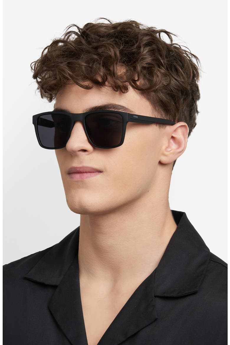 56mm Square Sunglasses, Alternate, color, MATTE BLACK/ GREY