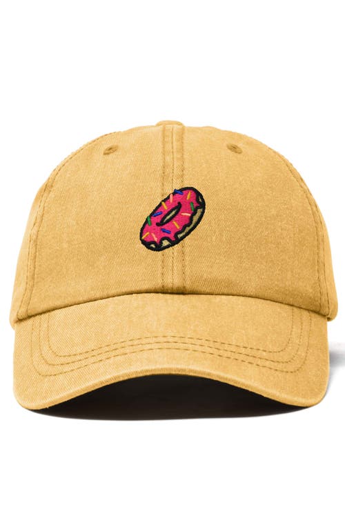 Dalix Donut Embroidered Adjustable Cap In Washed Gold